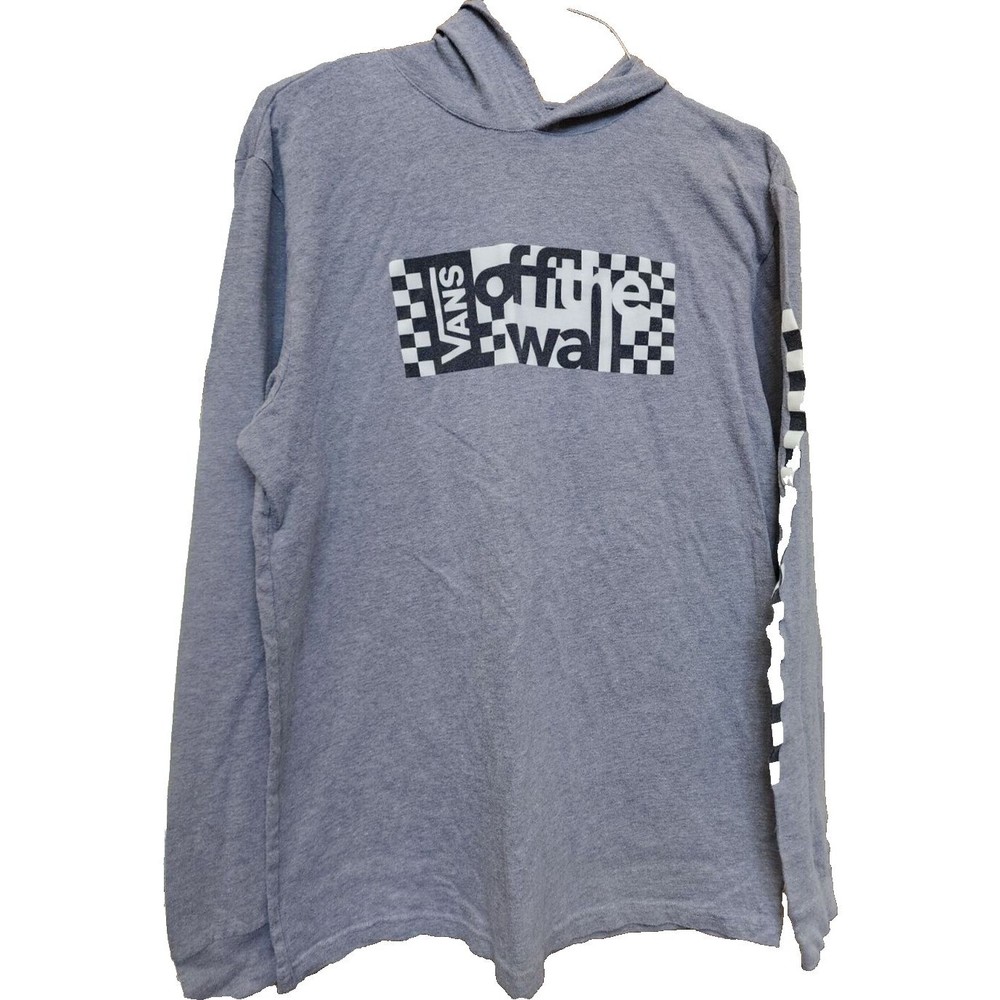 Vans Gray Off The Wall Hoodie Shirt Size XL Skater Long Sleeve